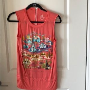 Coral Disneyland tank top with zipper collar back